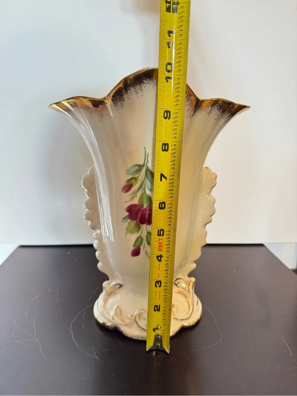Vintage 1960s Eton Bone China Vase Hand-painted with Gold Rim